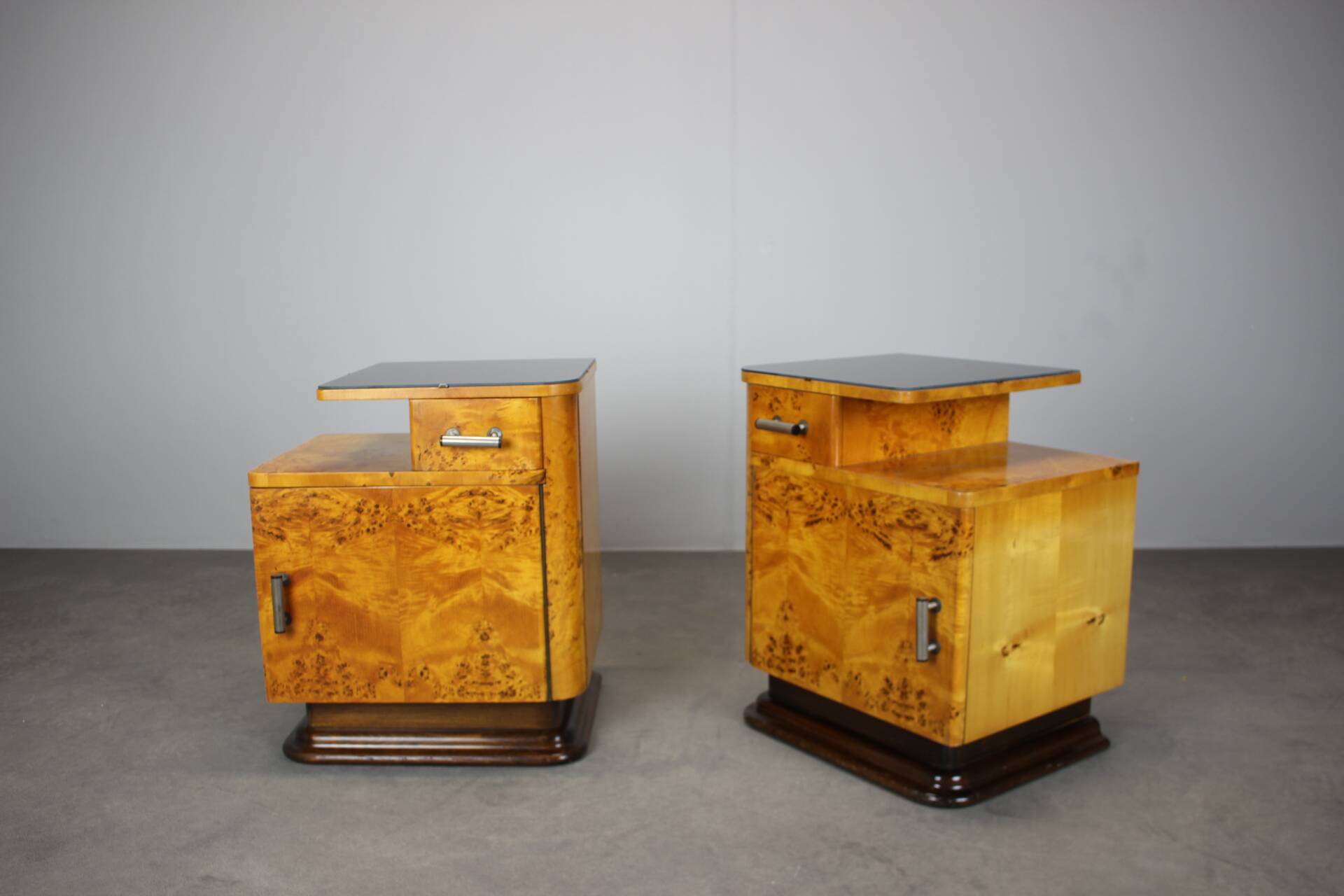 Pair of bedside tables mid-century by Jindřich Halabala, Czechoslovakia, 1950s