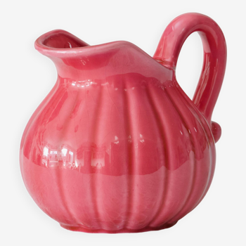 Old chubby jug in old pink ceramic