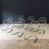 Mid-Century Modern Chrome Dining Chairs by Gastone Rinaldi, Italy, 1970s, Set of 6