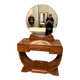 Art Deco walnut dressing table with round mirror – Vintage