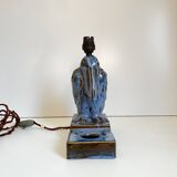 Sculpture 'Pélican' pied de lampe / encrier Art Déco en grès fin émaillé