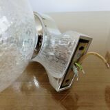 Italian wall lamp in chrome-plated brass, ceramic and bubbled glass 1970