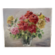 Bouquet of roses in a glass vase, oil on canvas signed