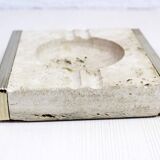 Travertine and brass ashtray