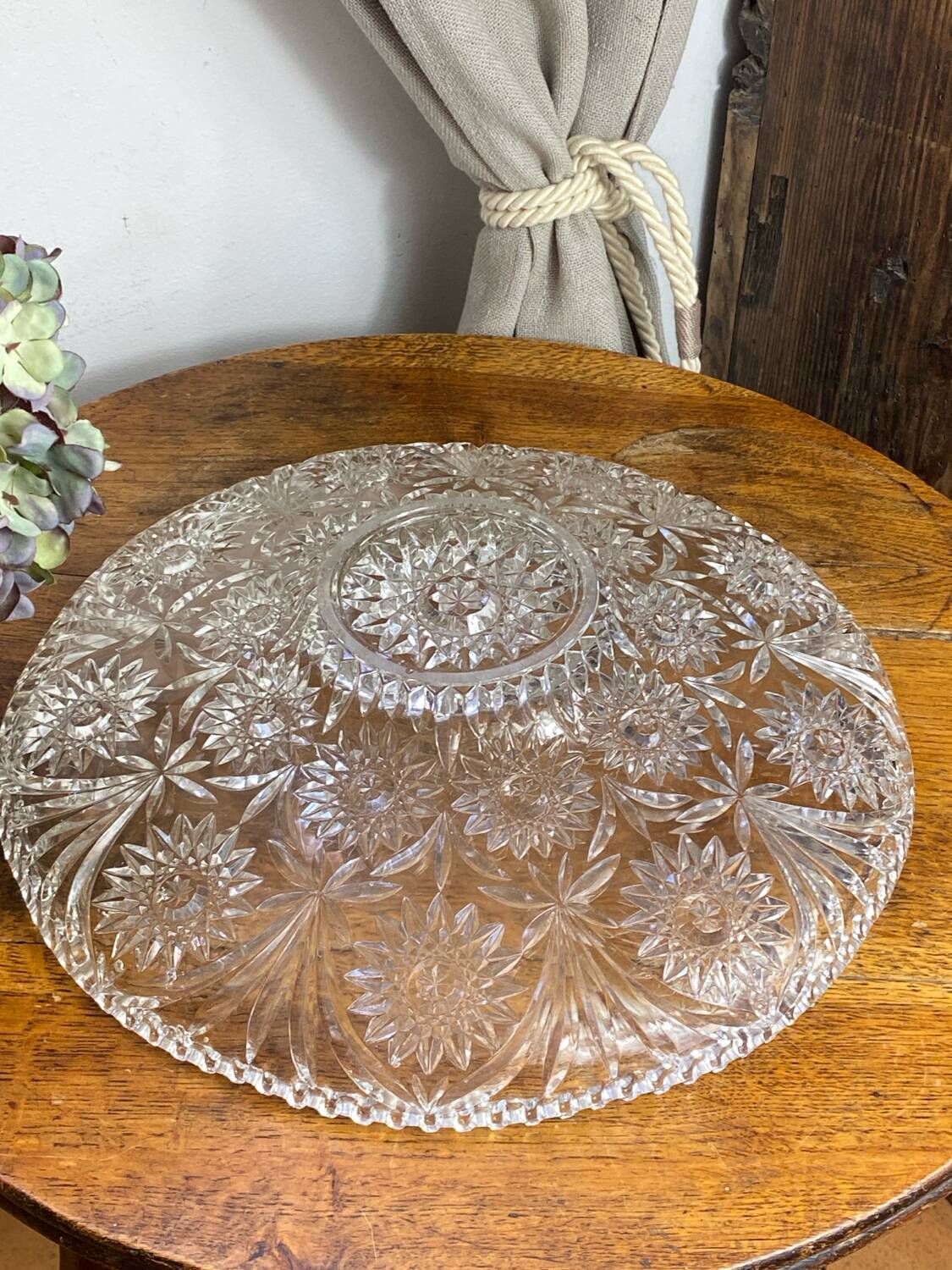 Large cut glass fruit bowl, 1950s