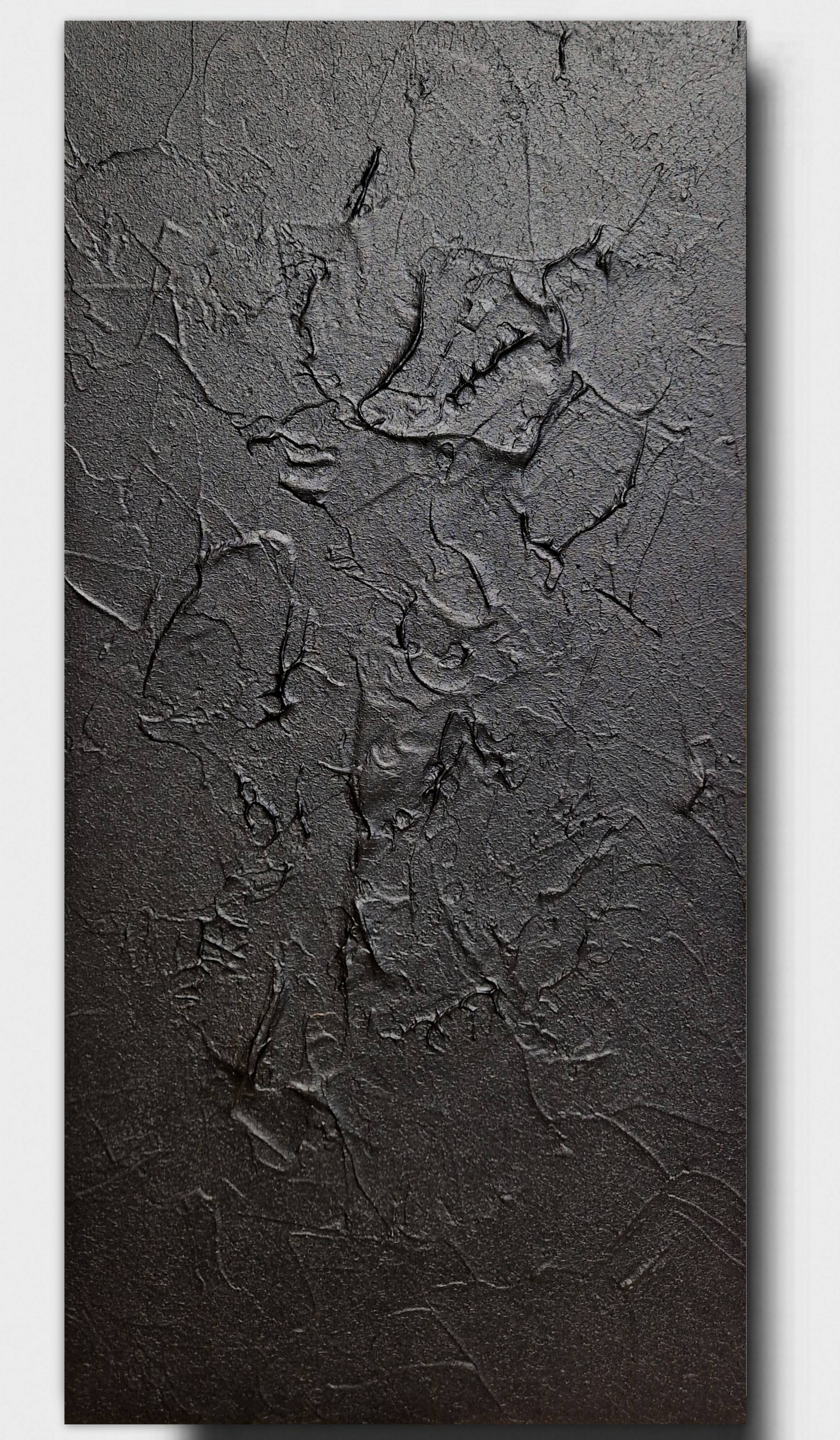 Minimalist monochrome abstract painting black