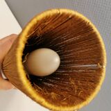 Beautiful cylindrical table lamp in wood and sisal, estimated 1960s-1970s