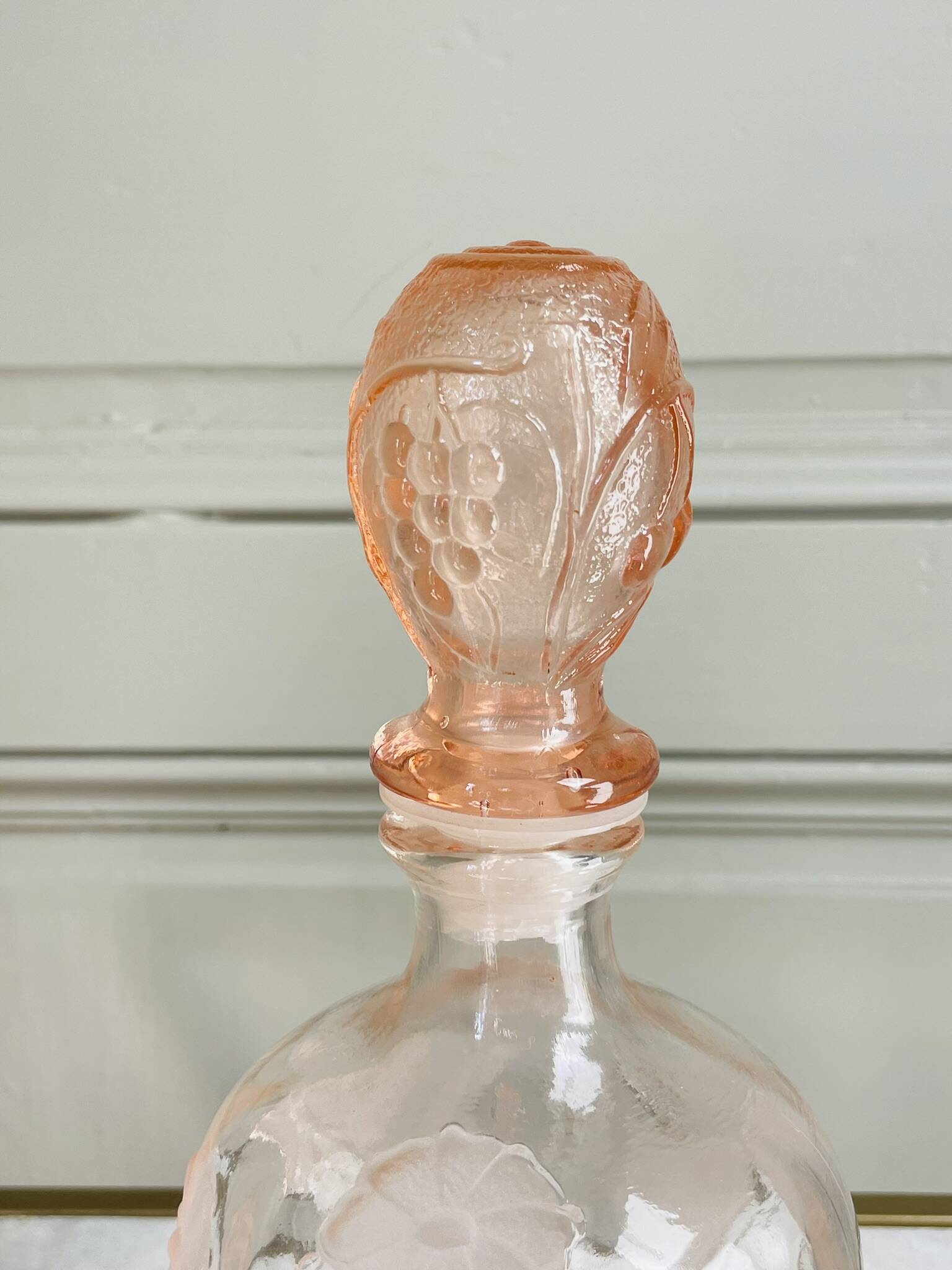 Pink glass carafe