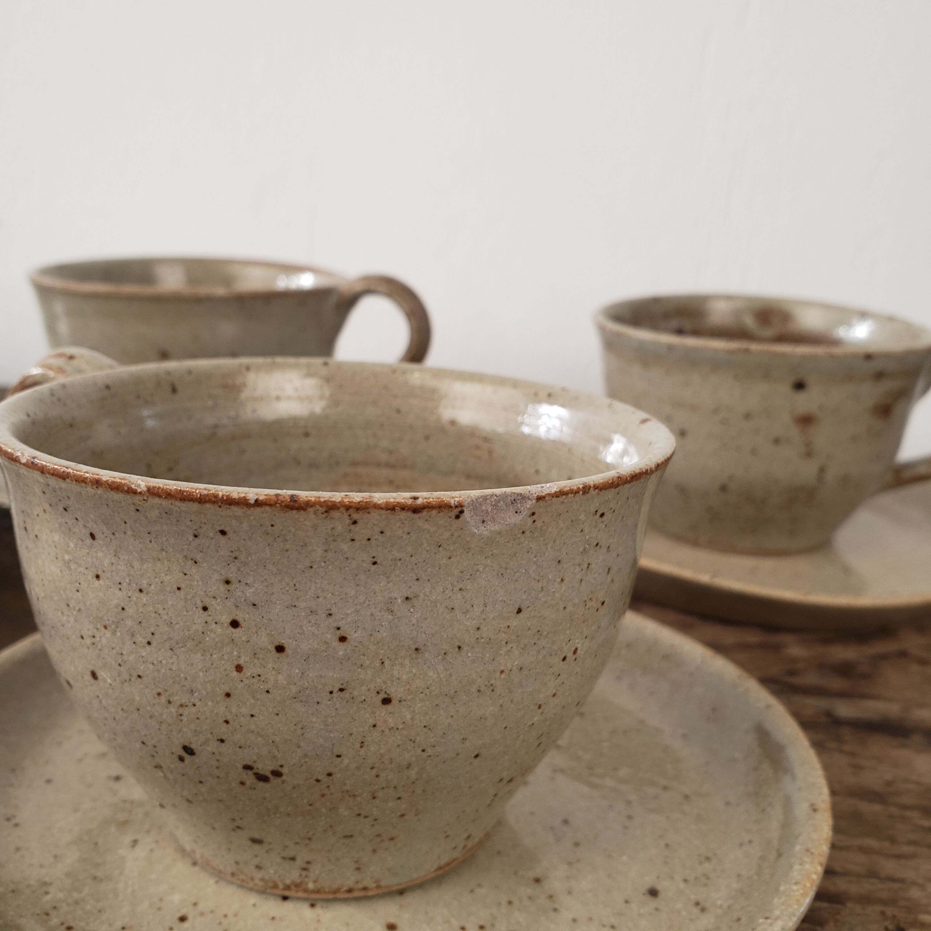 Gray stoneware cups