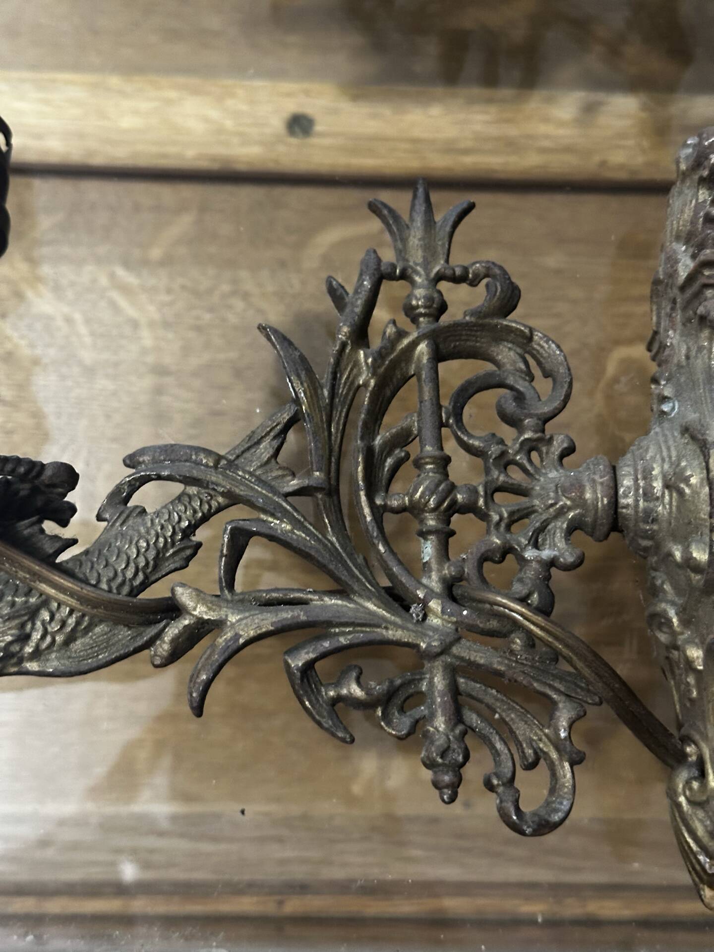Pair of naturalistic wall sconces with fish circa 1900
