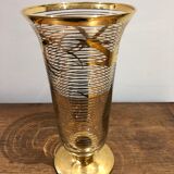 Glass vase with gold bird decoration