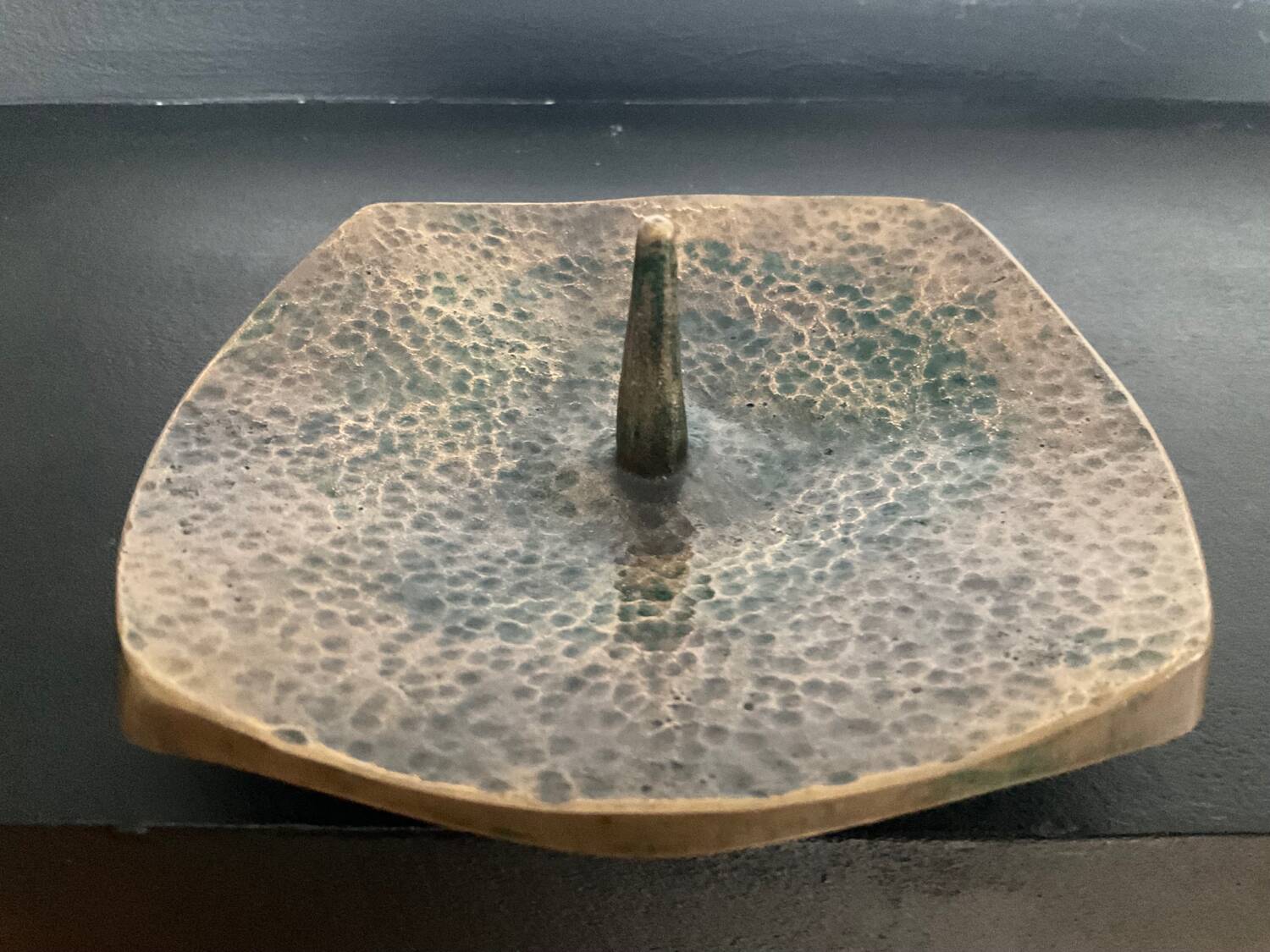 Brutalist bronze candle holder