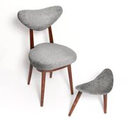 Vintage mid-century grey velvet heart-shaped chair, Europe, 1960s.