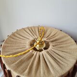 Scandinavian pendant lamp in wood and burlap