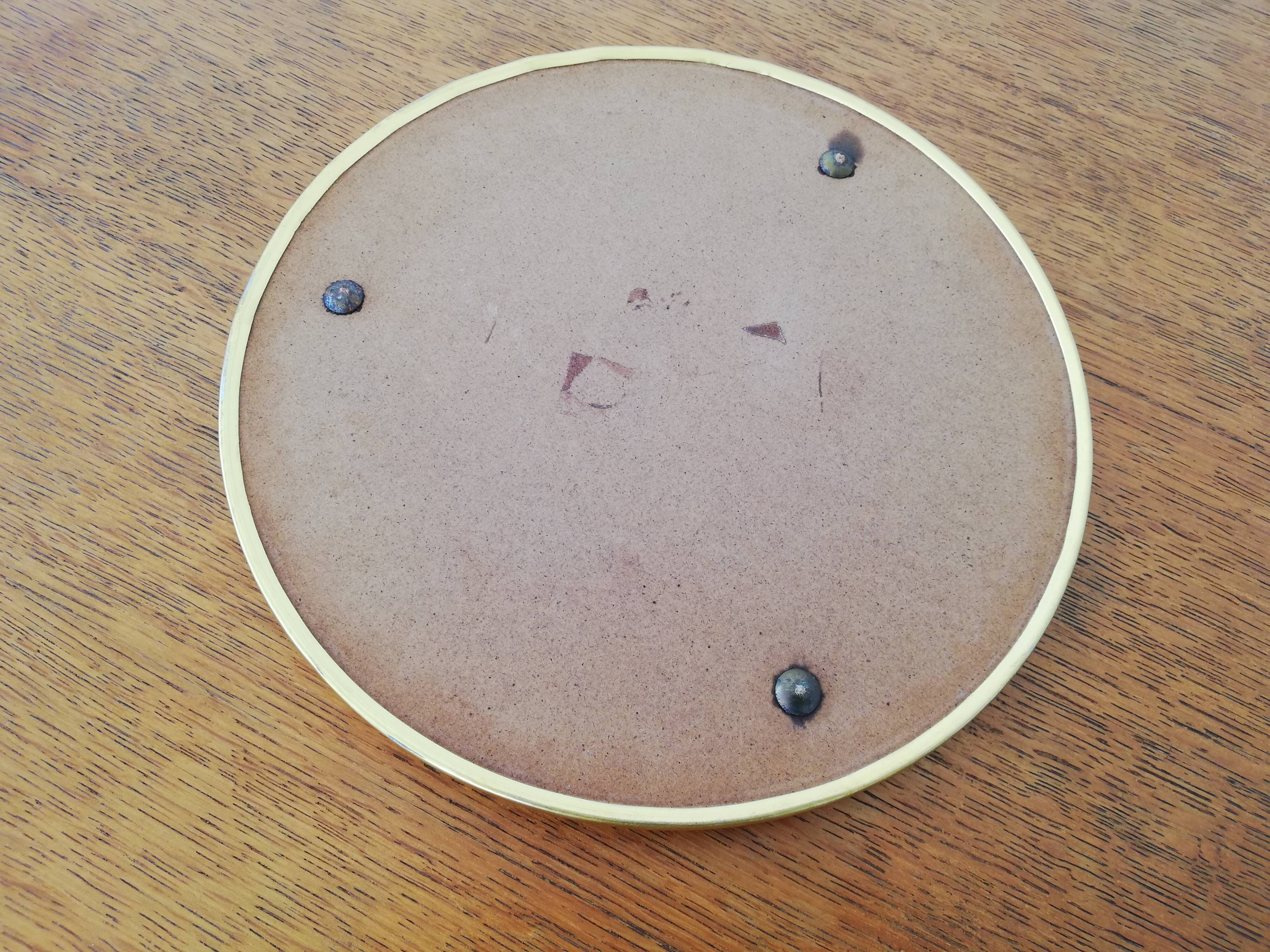 Vintage yellow copper mirror 23cm