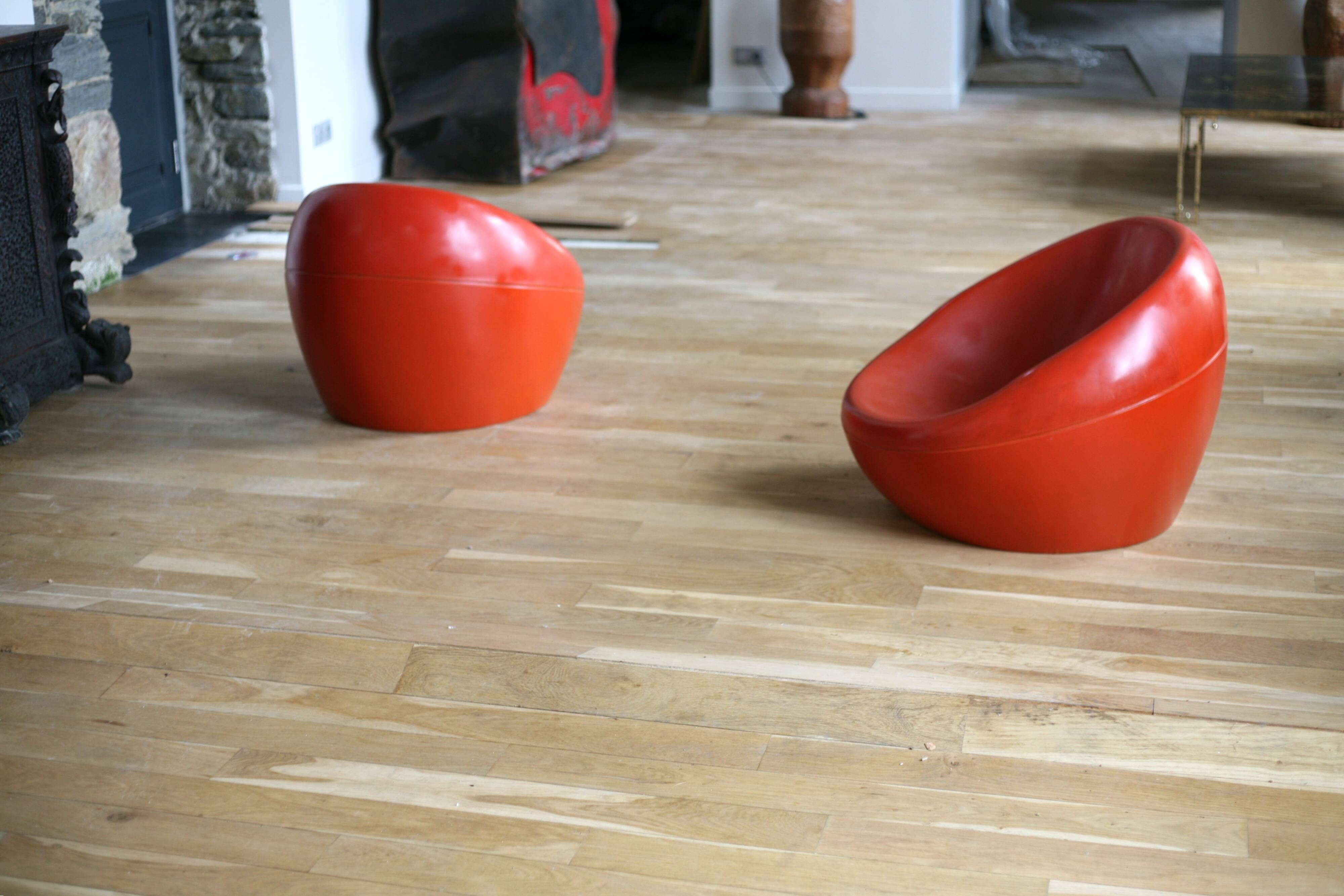 Pair of "space age" armchairs, fibreglass, 1960s