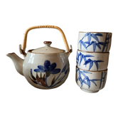 Service à thé en grès, 3 tasses
