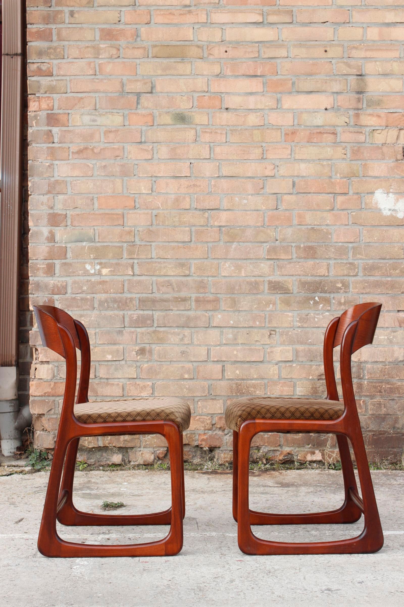 Pair of sleigh chairs by baumann, france circa 1960
