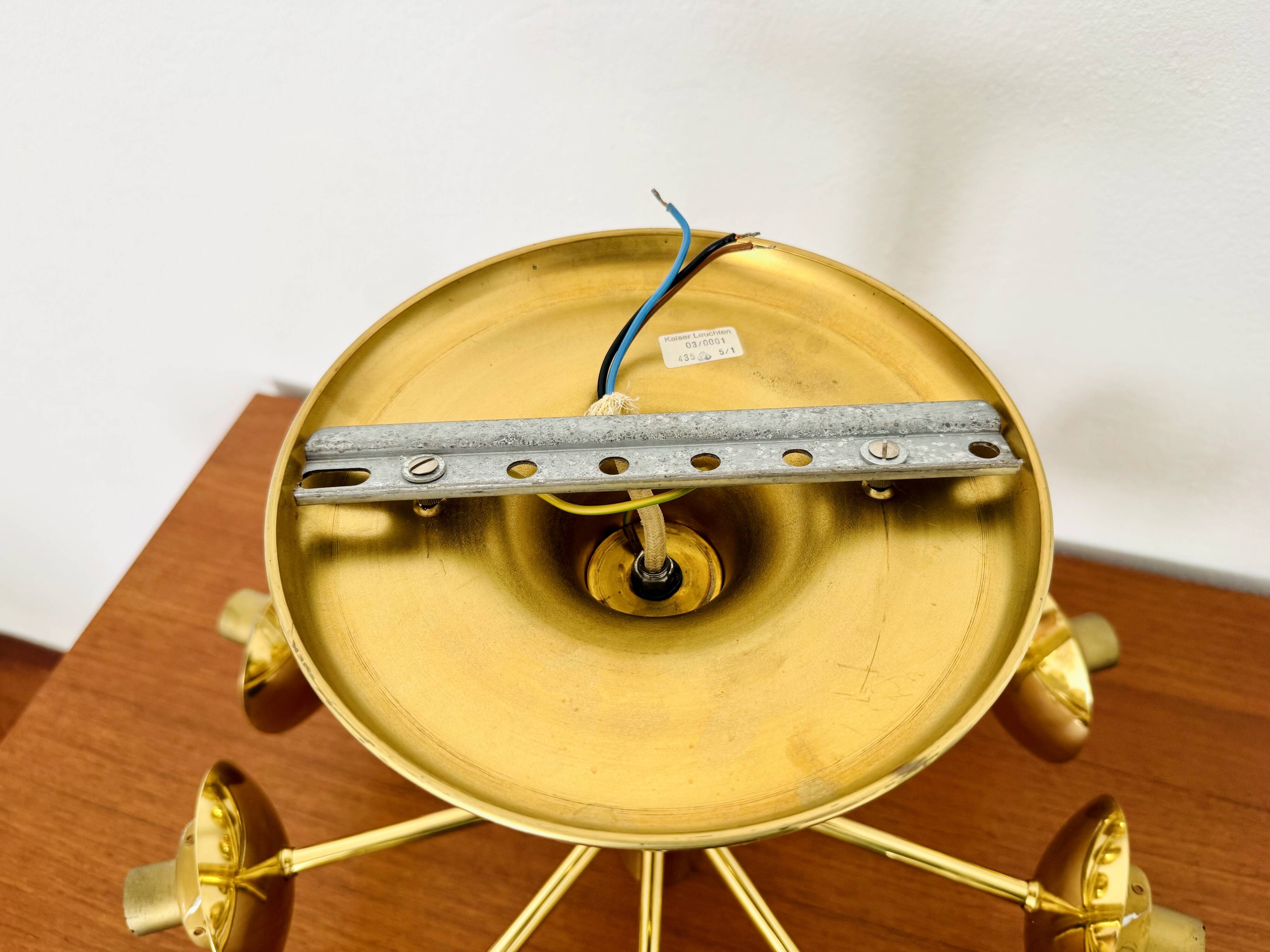 1 of 2 Brass Sputnik Flush Lamps by Kaiser Leuchten