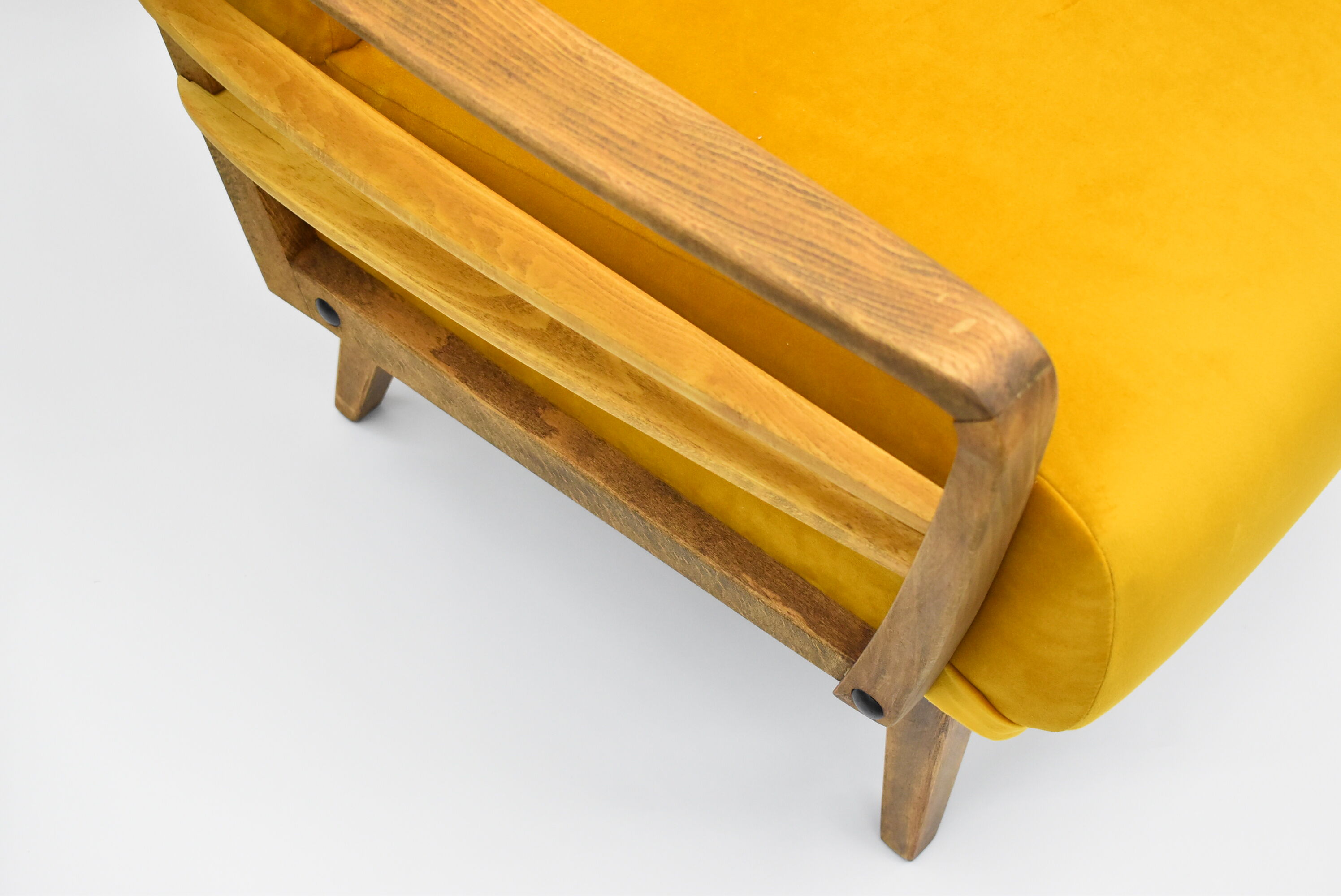 Yellow vintage armchair, Germany, 1960s, mustard velvet