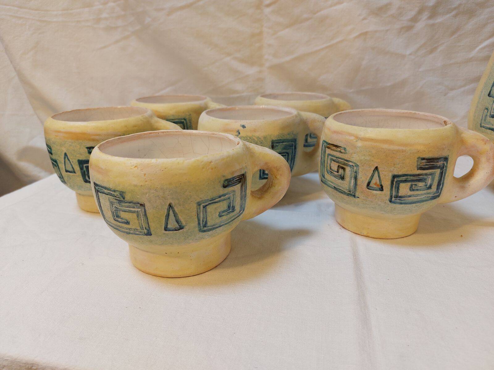 Vintage sangria service in handmade ceramic – 1970s – signed