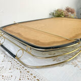 Art Deco style mirror and brass serving tray