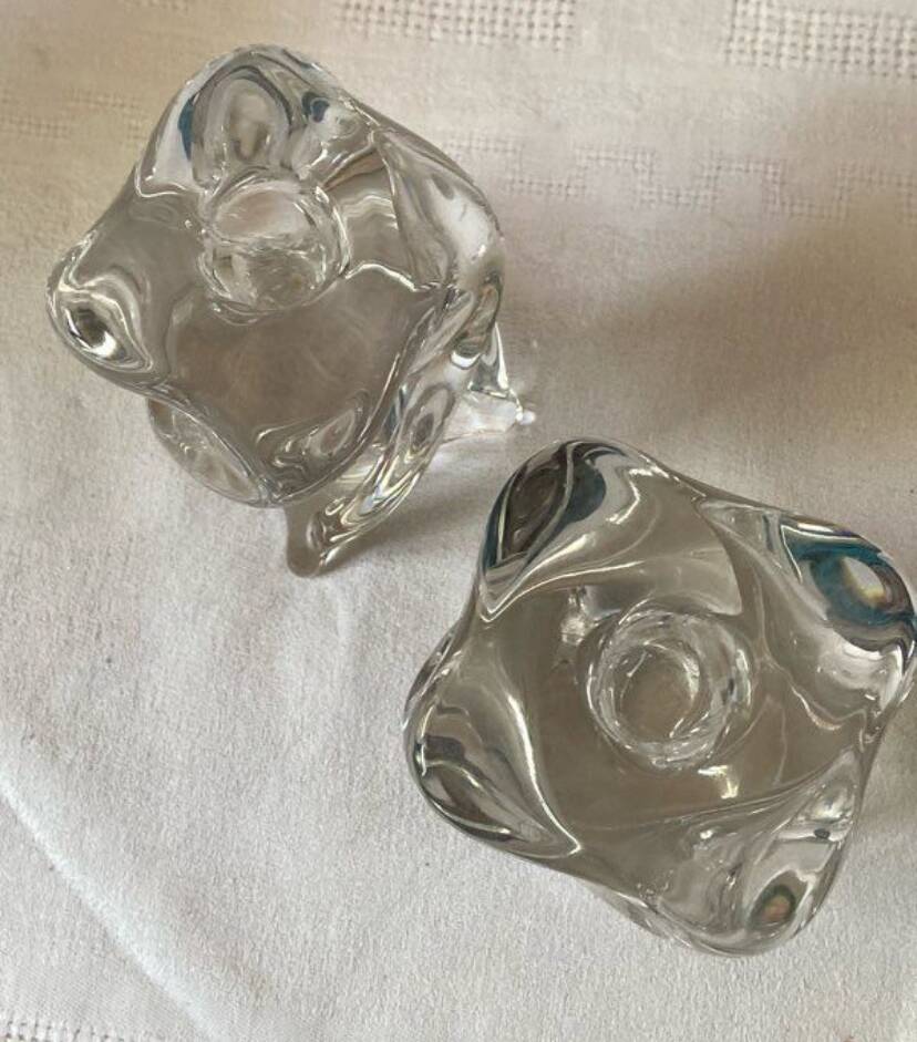 Pair of vintage Saint Louis crystal candlesticks from the 70s