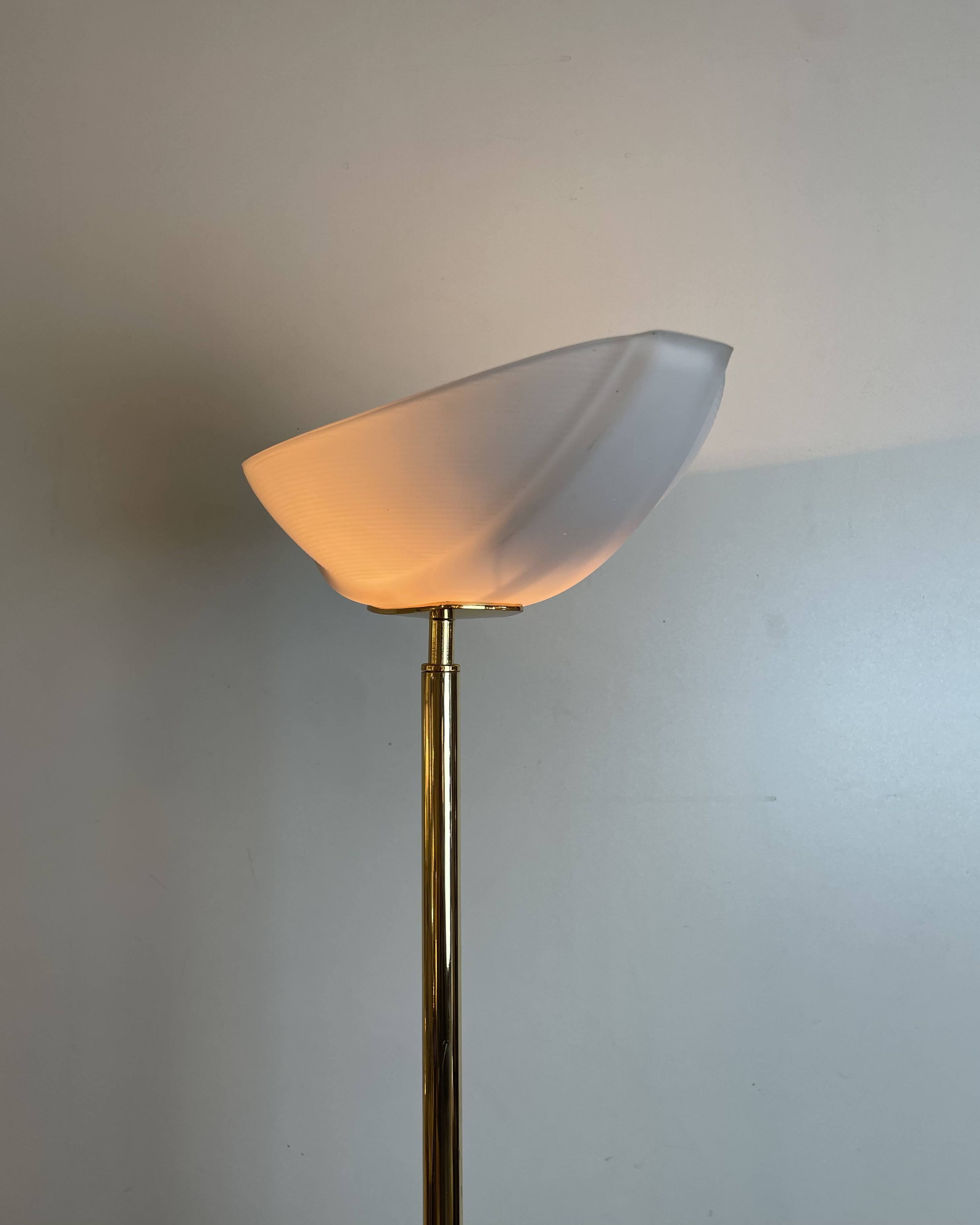 Brass & Opaline Floor Lamp by Milan, Spain, 1980s