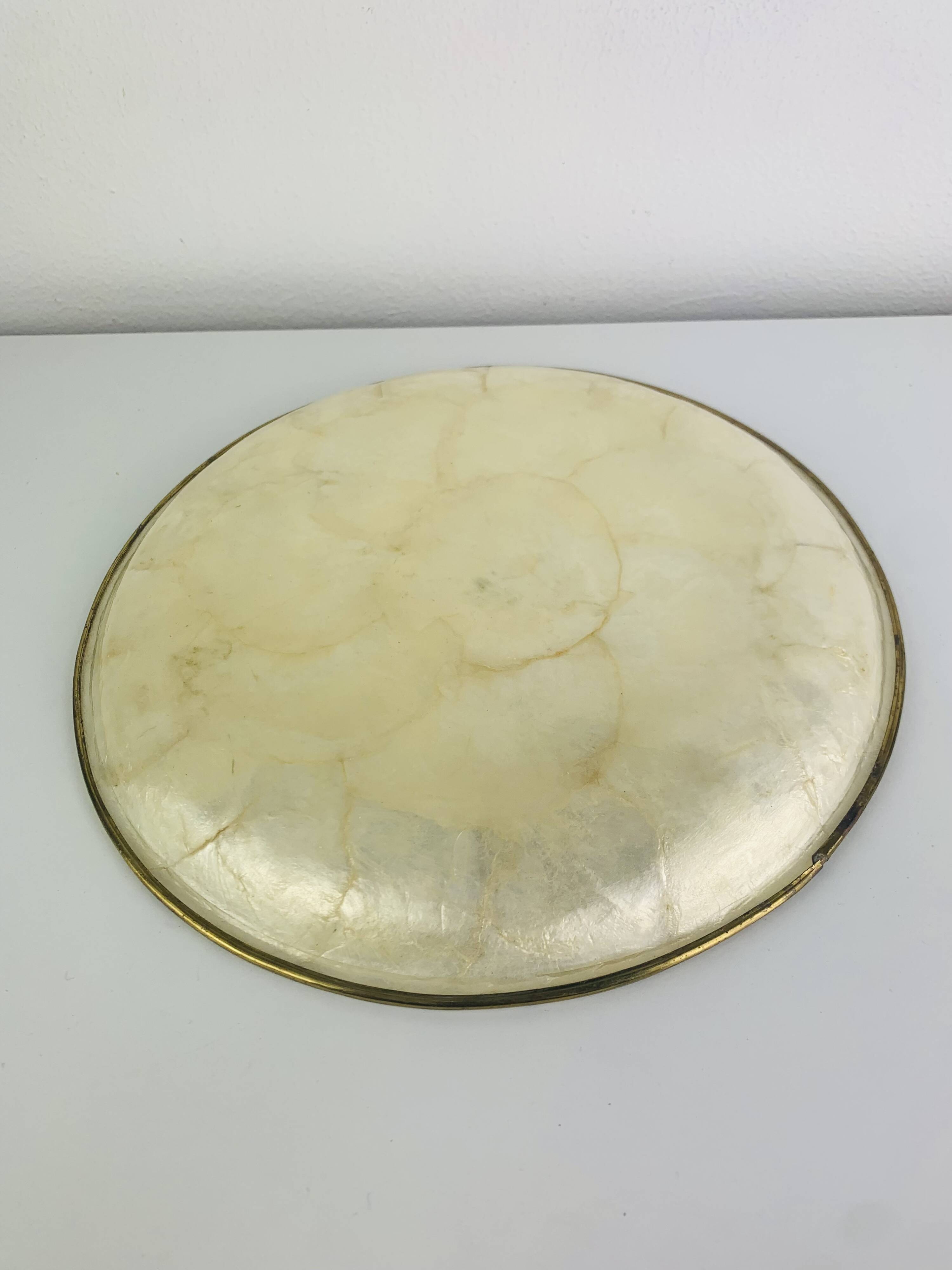 Mother-of-pearl and brass catchall, vintage