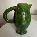 XL vase pitcher in green glazed clay Vallauris 1960