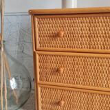 Vintage rattan chest of drawers
