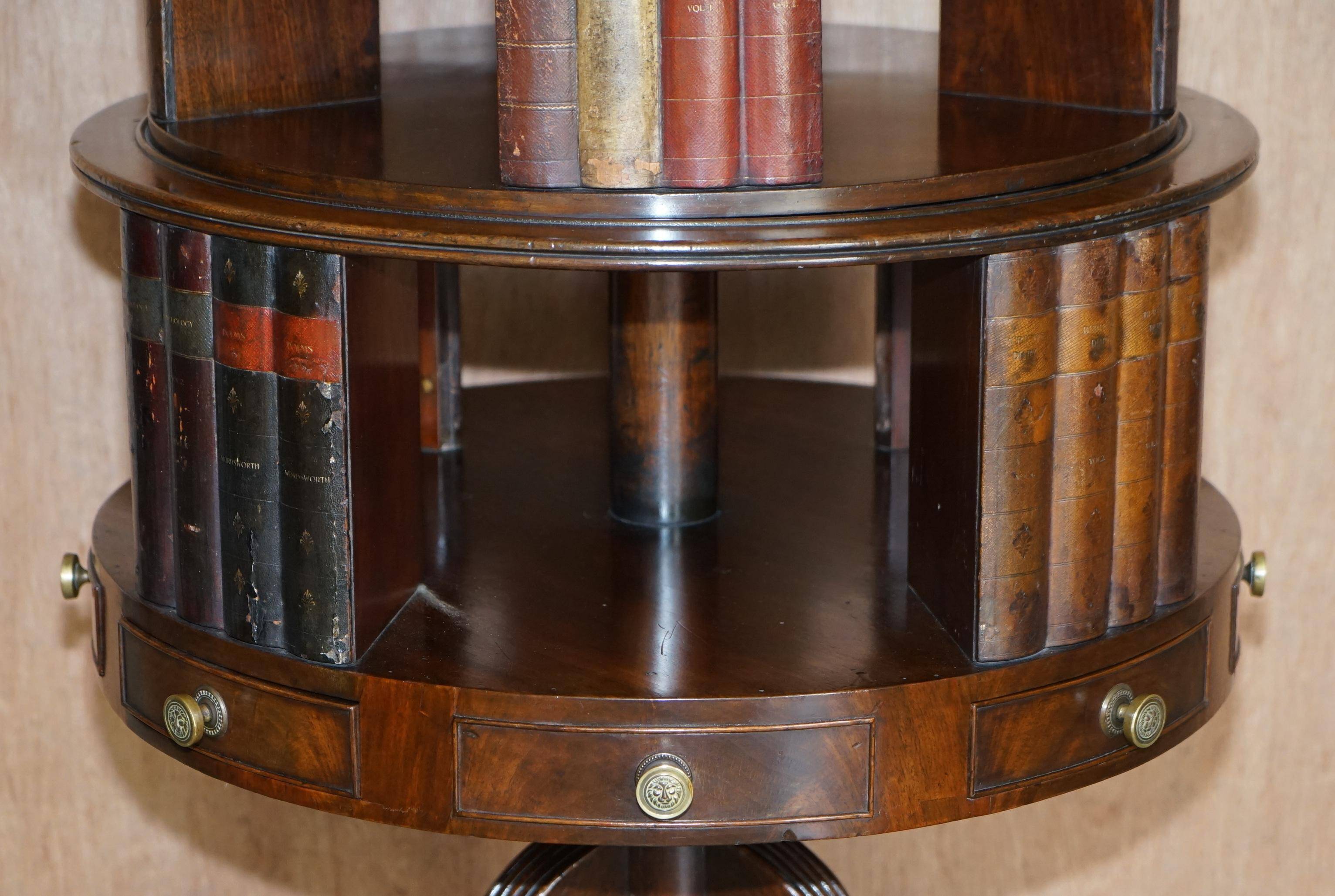 Restored hardwood revolving library circa 1810 Regency