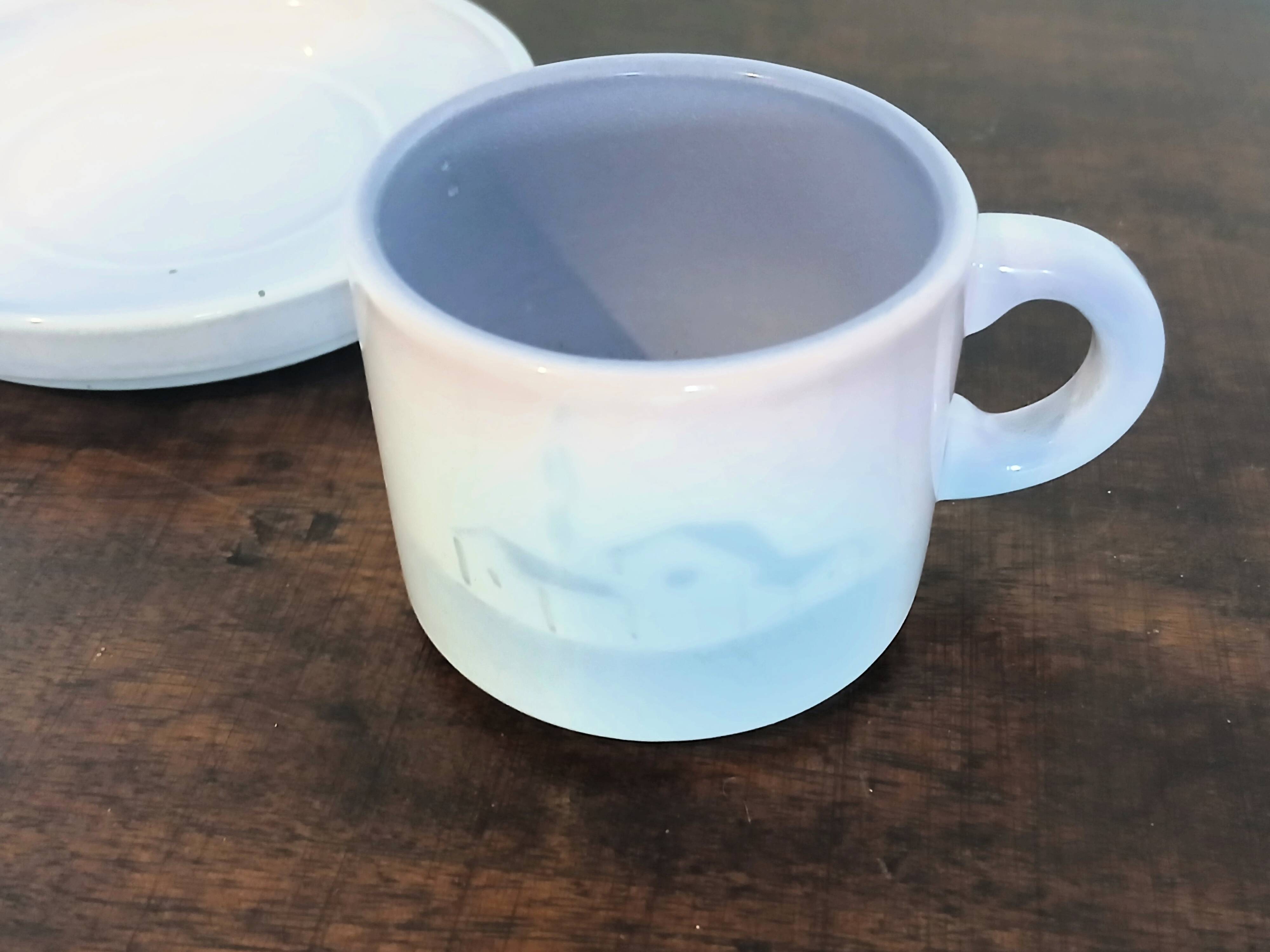 Service à café vintage faïence Salins-les-Bains peint main 4 personnes