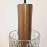 Three vintage suspension lamps, copper aluminum and glass
