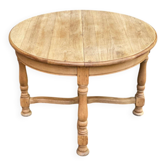 Table à manger de ferme ronde extensible rénovée en chêne massif 190cm XIXè