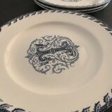 6 dessert plates and old earthenware dish, KG Lunéville