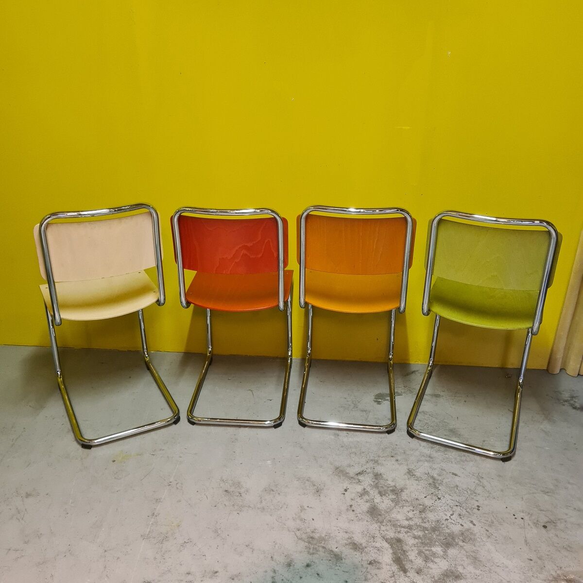 4 Dutch Design Chairs by Gispen Model 101.