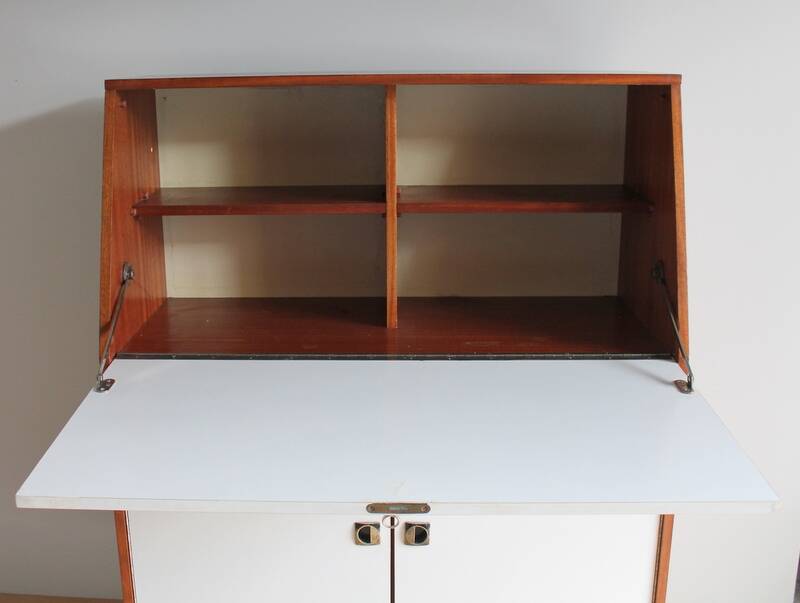 Teak and white formica secretary