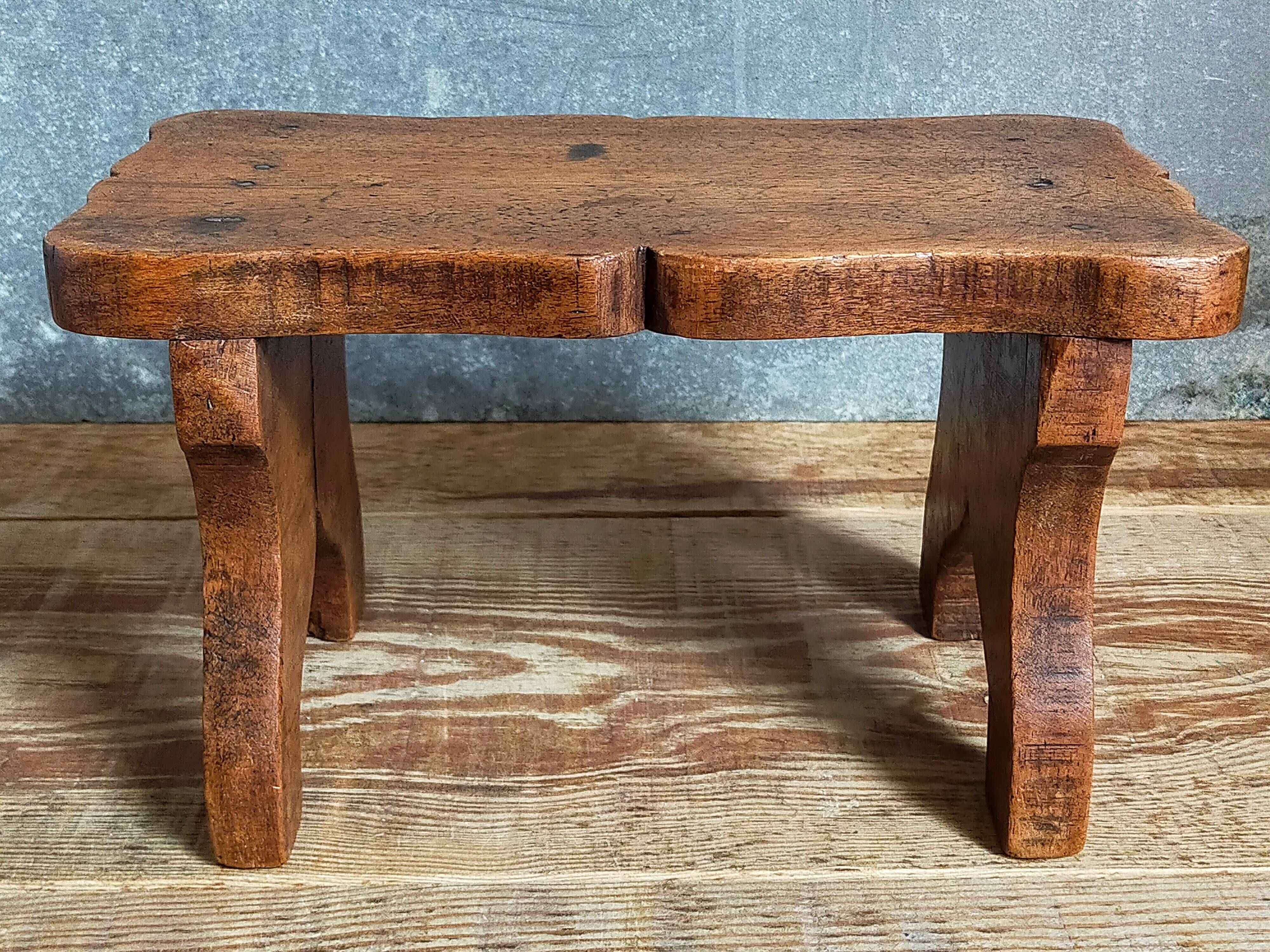 Old solid wood footrest stool