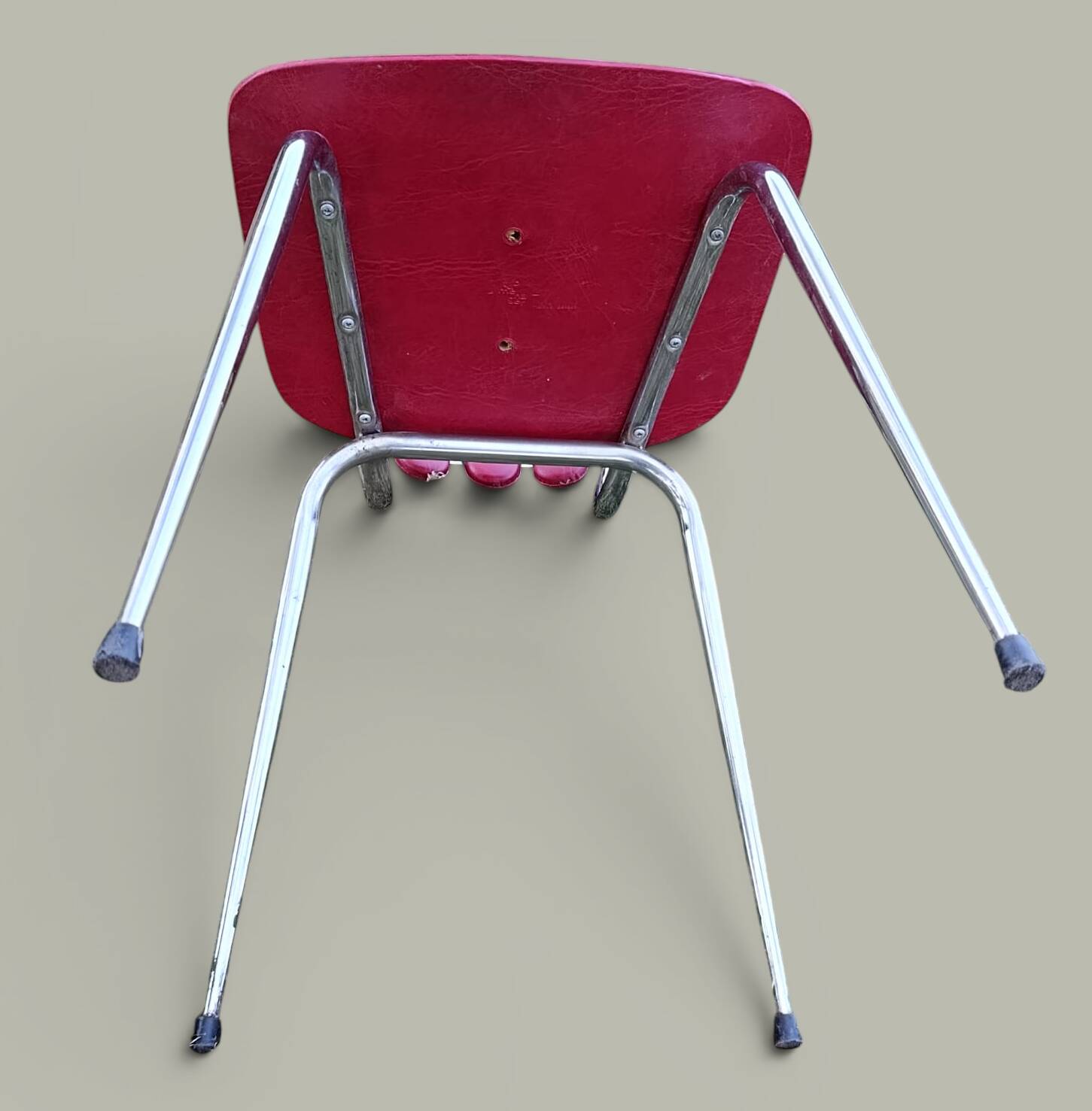 Set of 3 red flower petal chairs - vintage in faux leather - 1960s/70s