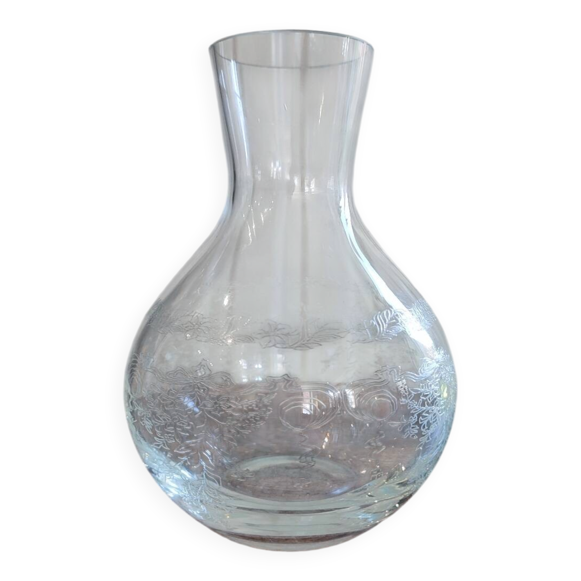 Vintage silkscreened glass carafes