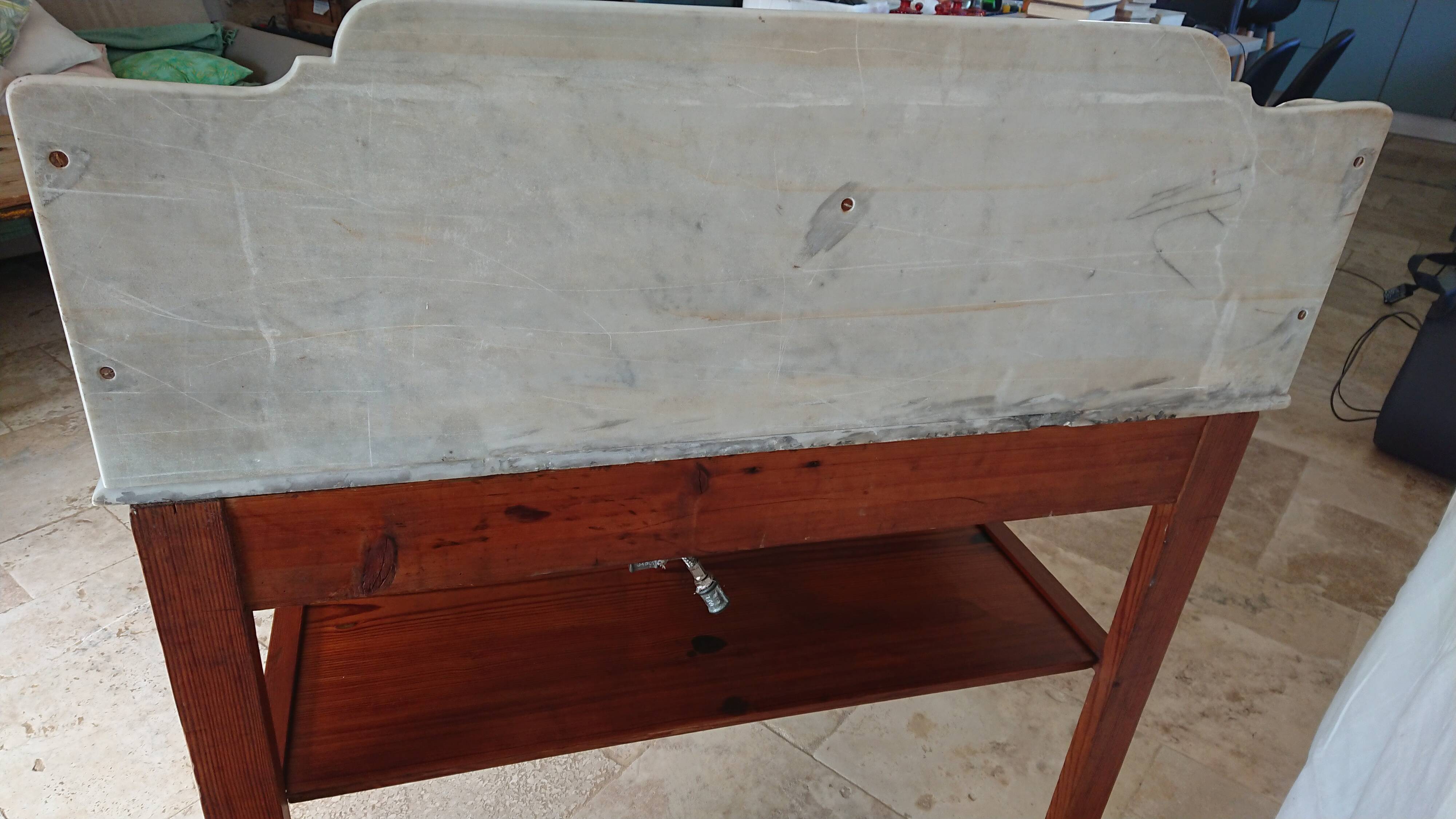 Toilet table on marble with cacker