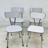 Set of 4 vintage grey chrome Formica kitchen chairs.