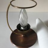 Lamp tripod teak and opaline 1960