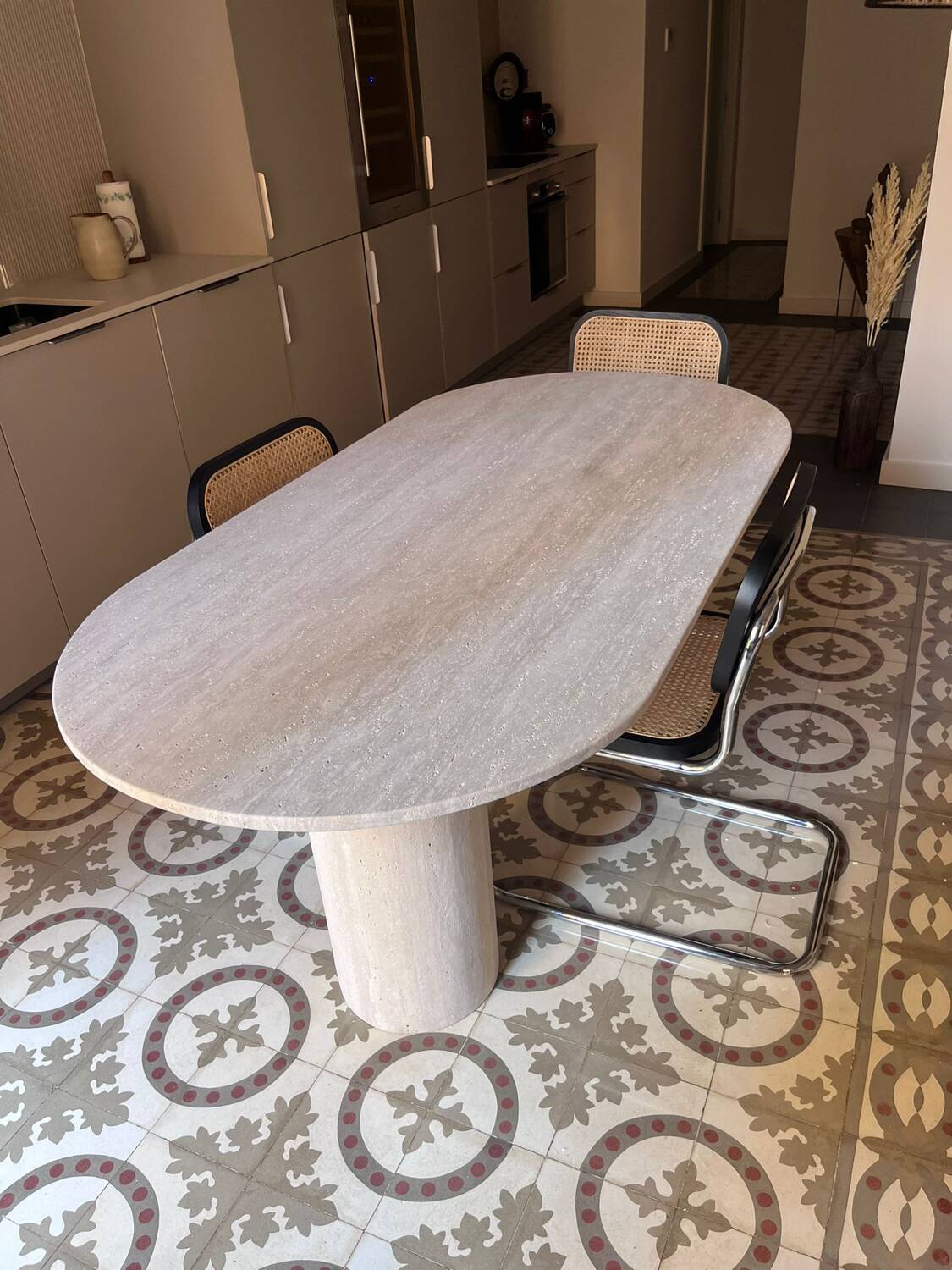 Olya Oblong Dining Table - Natural Travertine