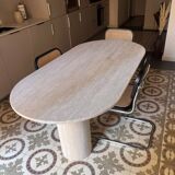 Olya Oblong Dining Table - Natural Travertine