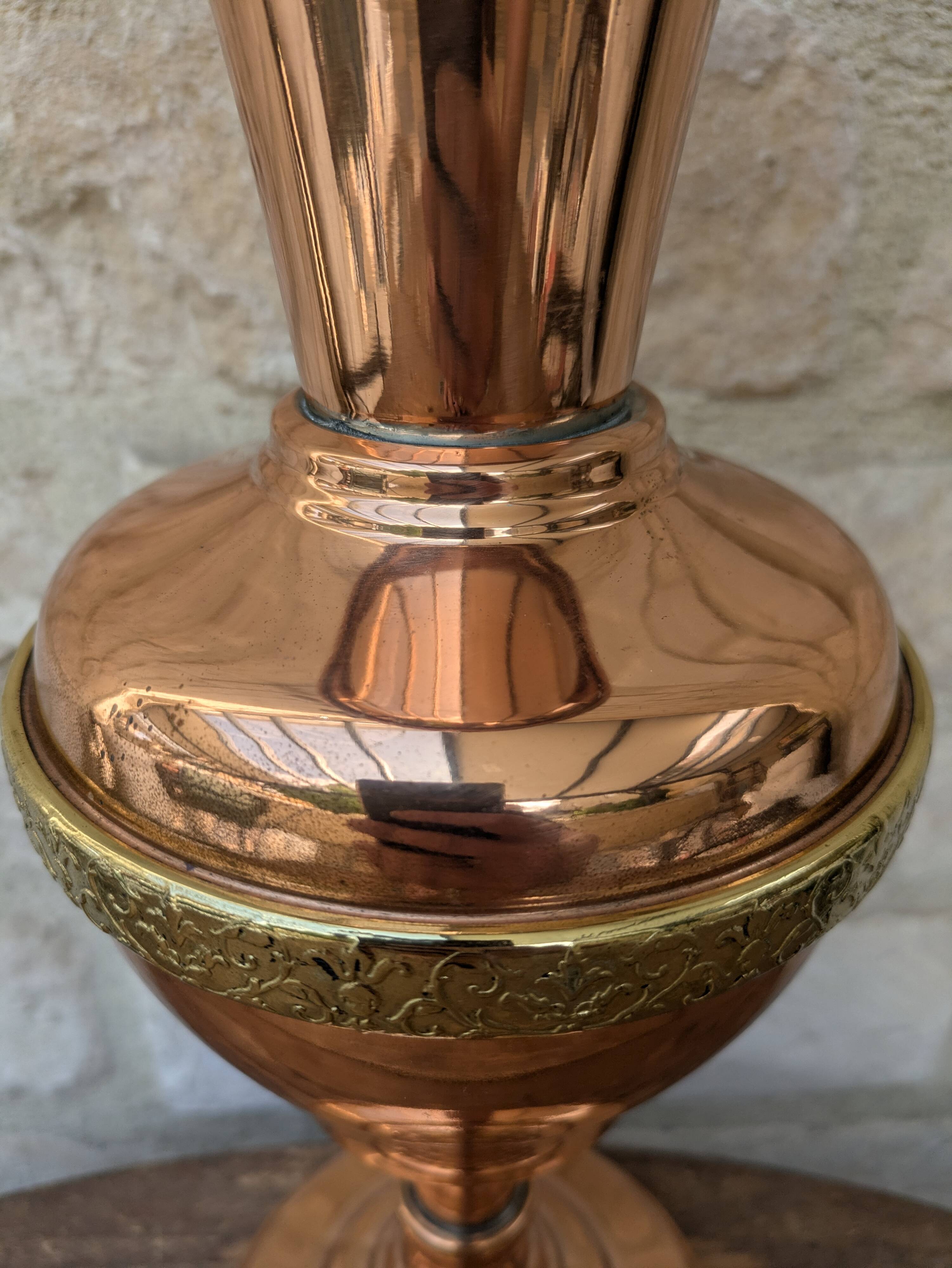 Ancient large copper vase from Villedieu les Poêles Gaor H37.5cm