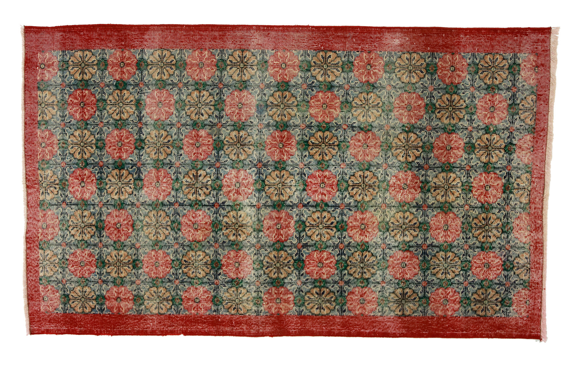 Anatolian handmade vintage rug 212 cm x 124 cm