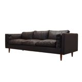 Canapé en cuir marron, design danois, années 1960, production : Danemark