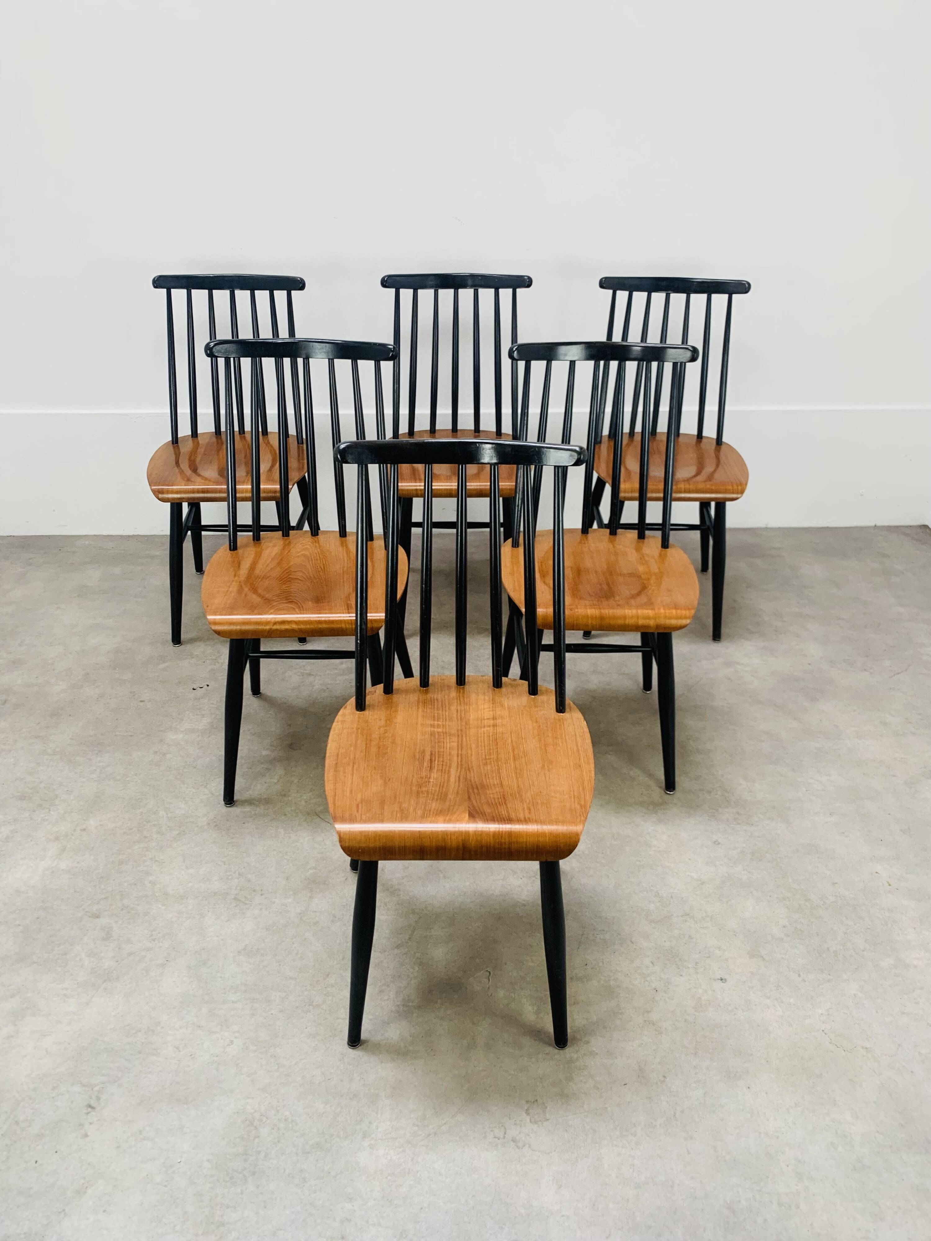 6 Fanett chairs by Ilmari Tapiovaara, Scandinavian, 1960s